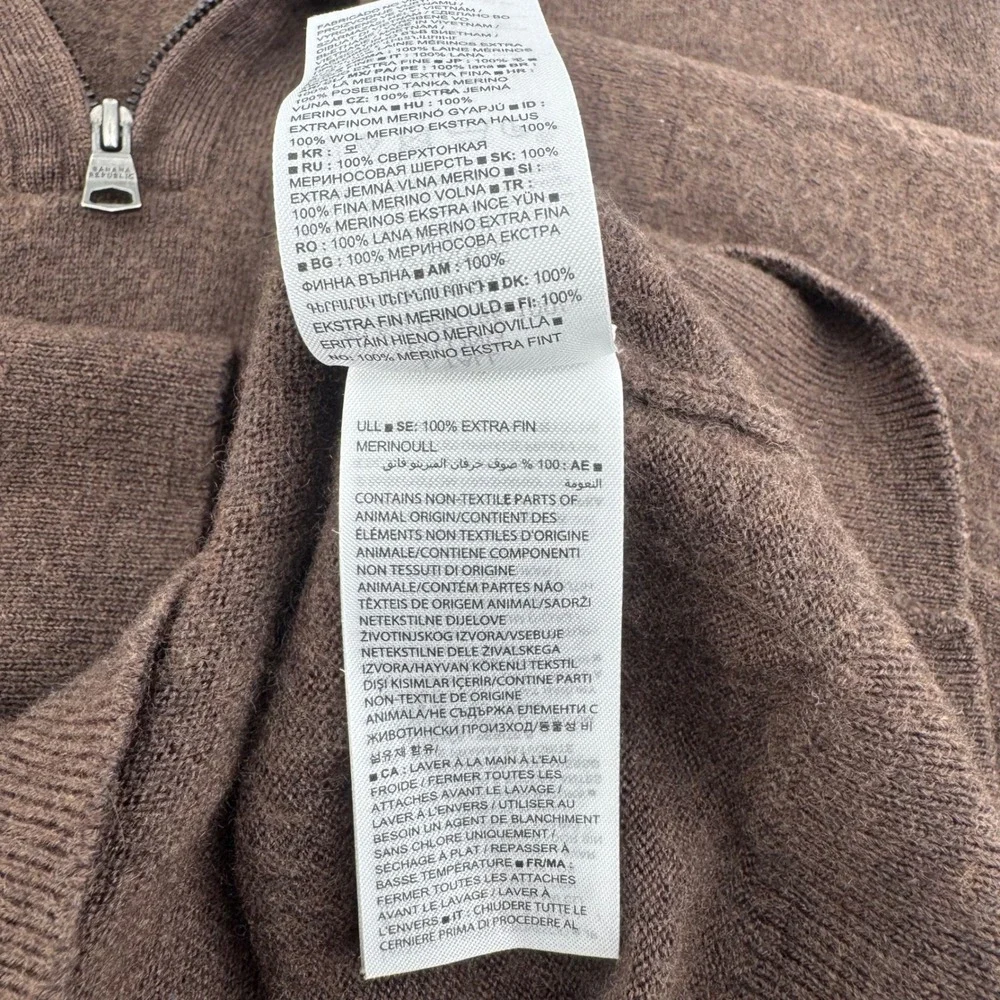 Banana Republic Italian Merino Wool by Baruffa Men Large Tall Half-Zip Brown